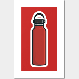 Water Bottle with Carry Strap Sticker vector illustration. Drink object icon concept. Sport and Gym drinking water bottle sticker vector design with shadow. Posters and Art